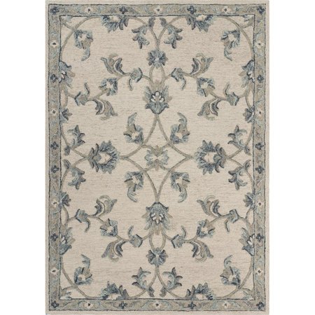 LR RESOURCES LR Resources VICTO81581IVO5070 5 x 7 ft. Mirroring Floral Bloom Area Rug; Ivory & Light Blue VICTO81581IVO5070